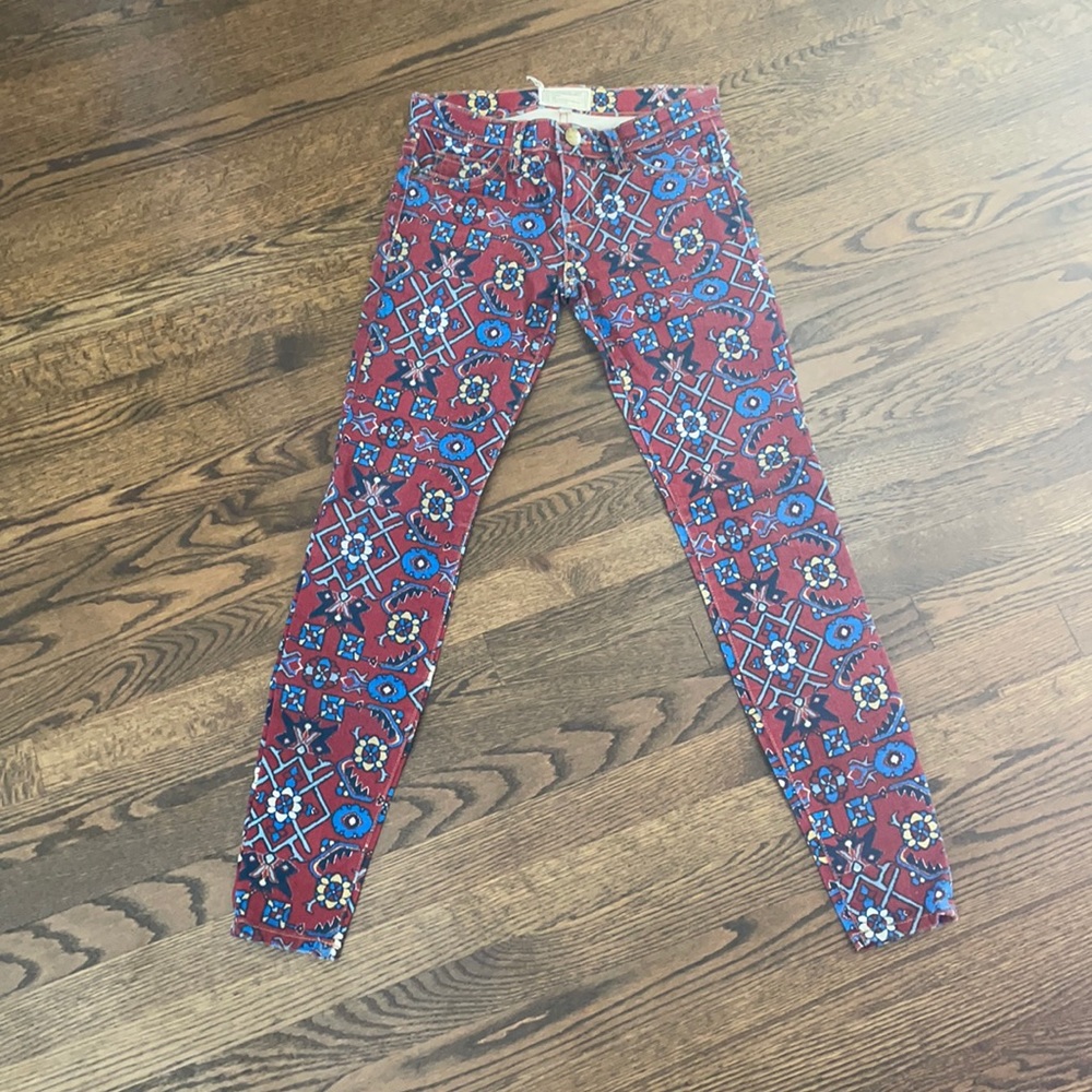 Current Elliot crimson tapestry skinny jeans 25